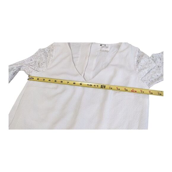 Sezane V‎ Neck Long Sleeve Eyelet Blouse White 38 - Picture 8 of 8
